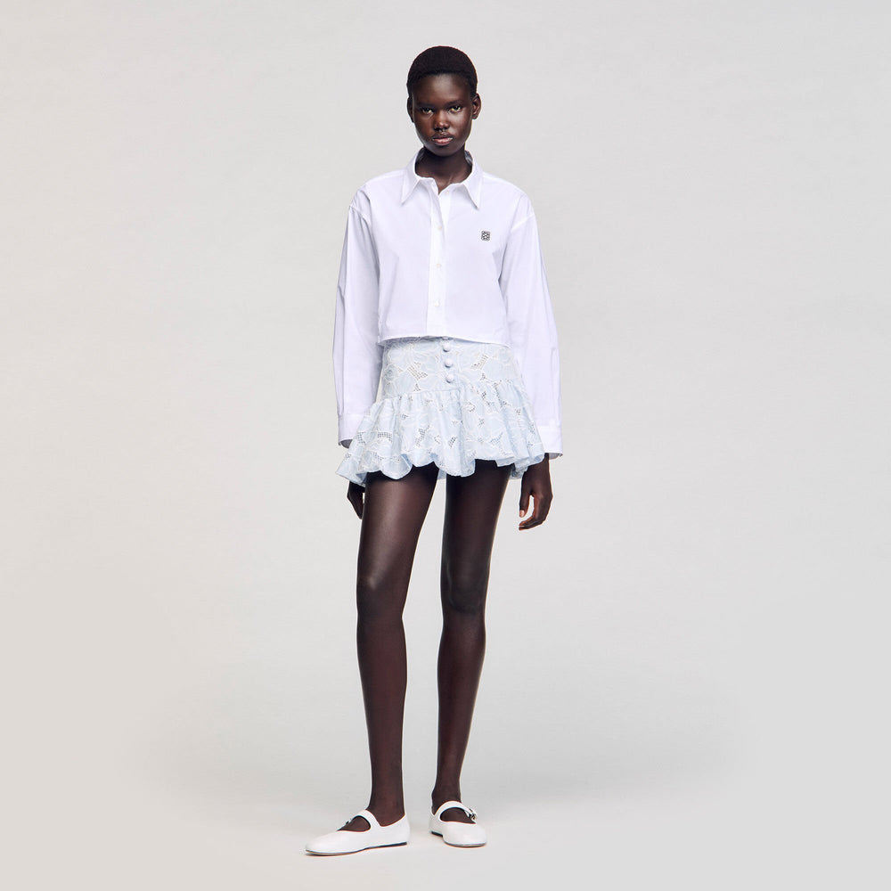 Sandro Women Mini guipure skirt