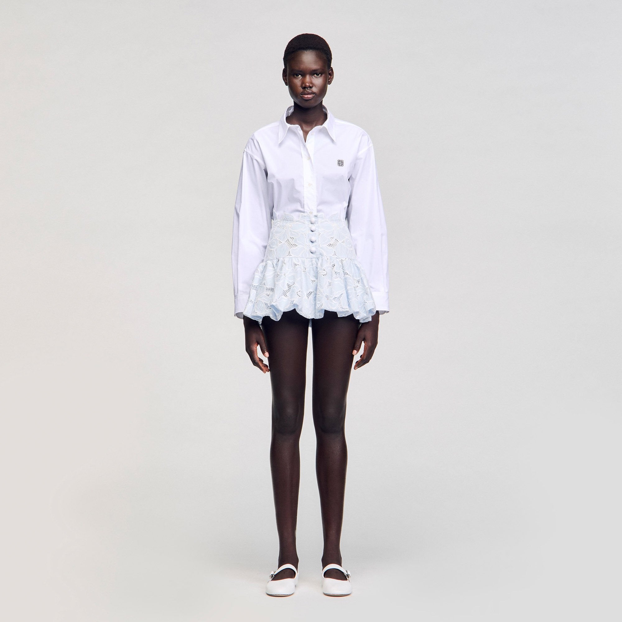 Sandro Women Mini guipure skirt