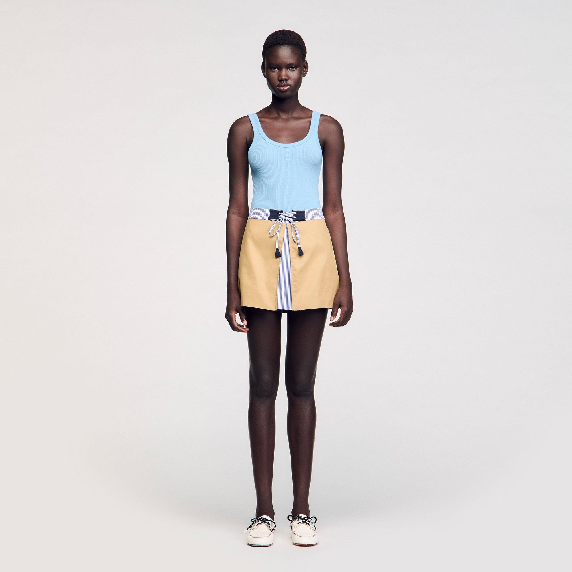 Sandro Women Mini dual-material skirt