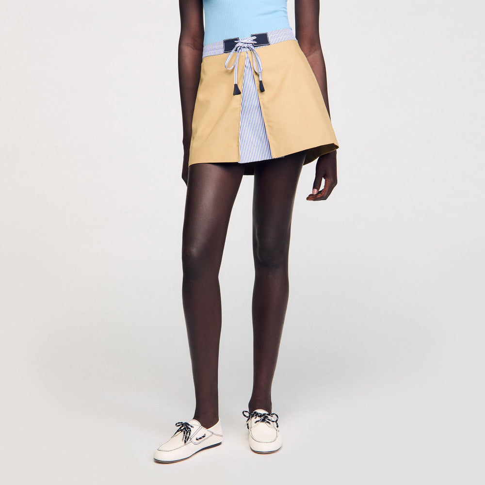 Sandro Women Mini dual-material skirt