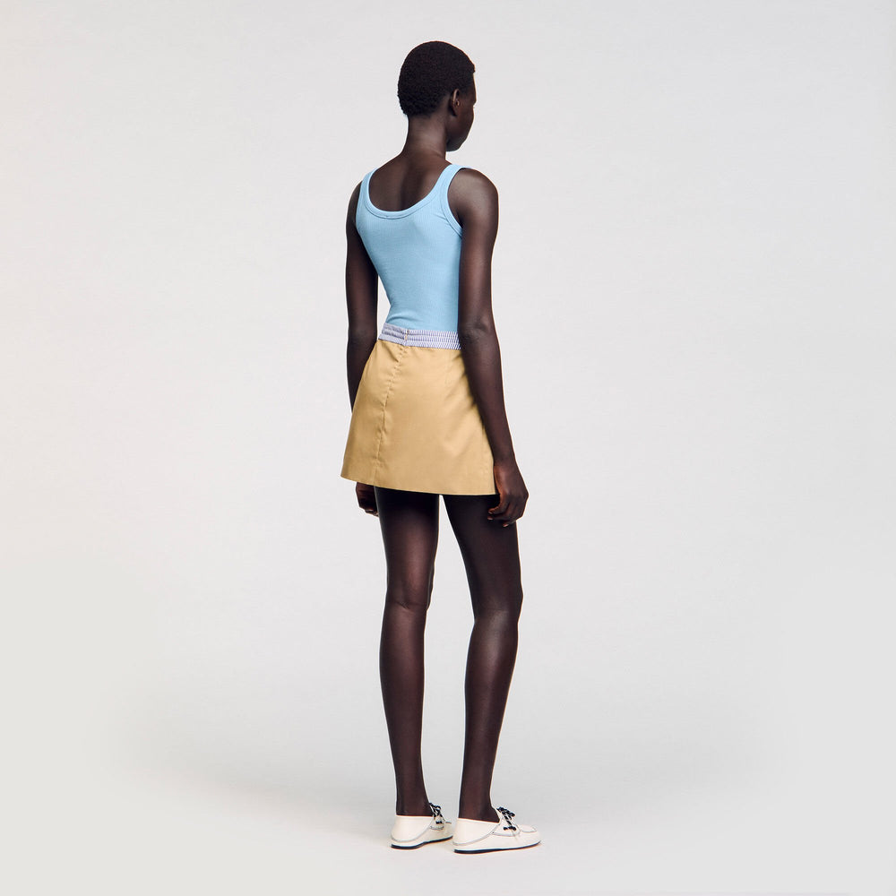 Sandro Women Mini dual-material skirt