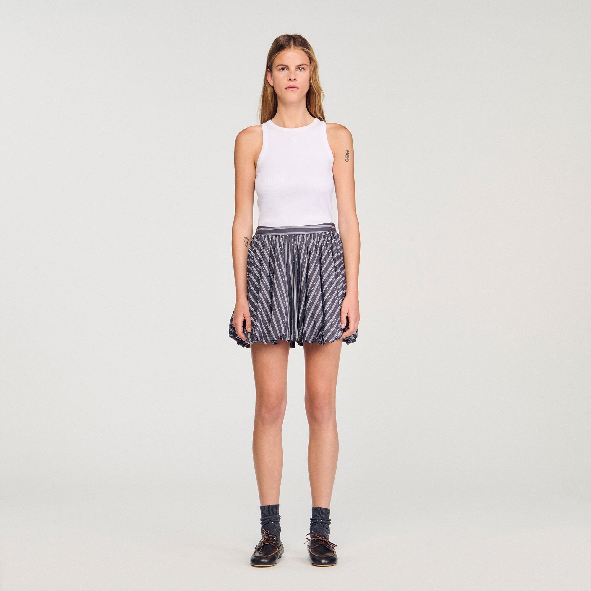 Sandro Women Striped rhinestone bubble skirt