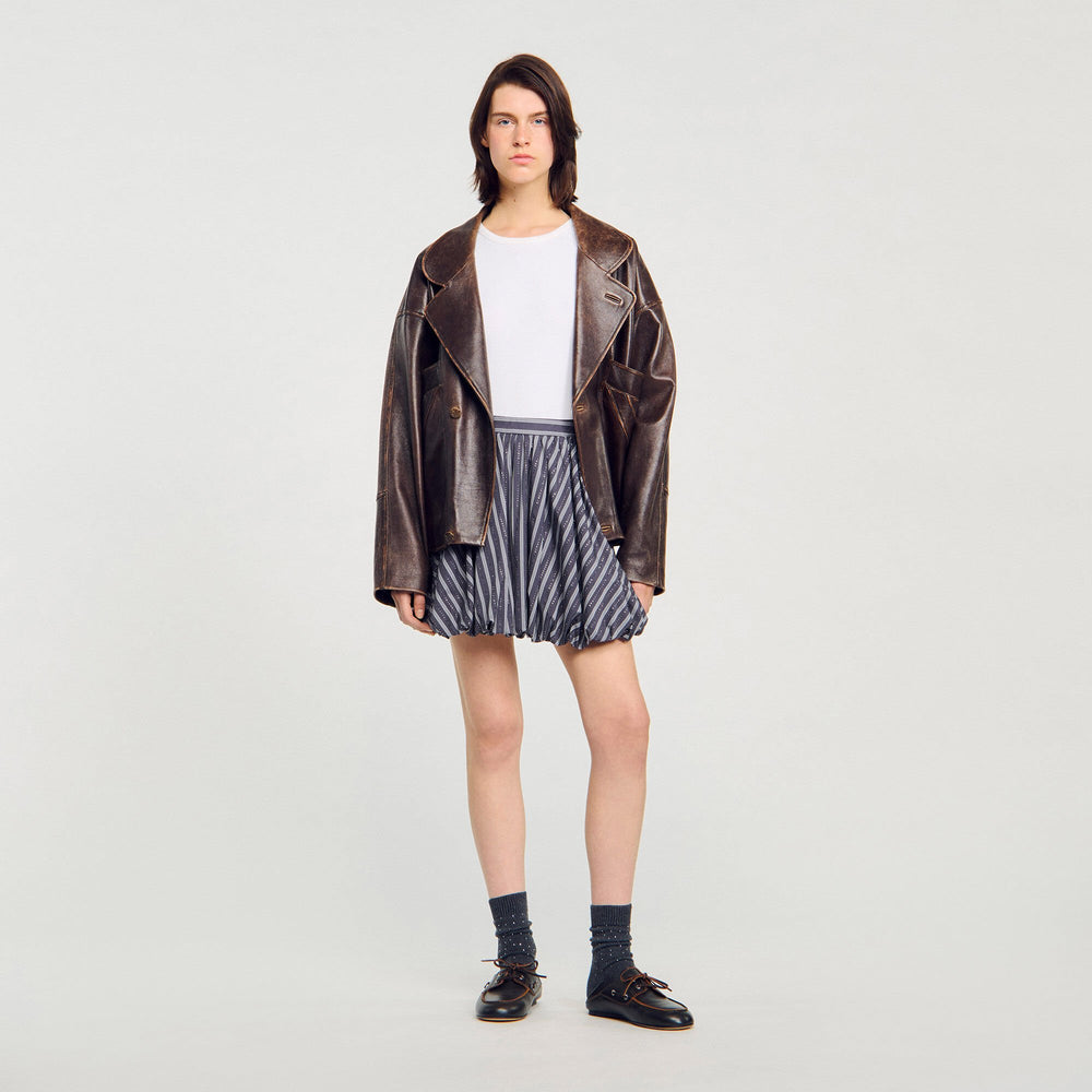 Sandro Women Striped rhinestone bubble skirt