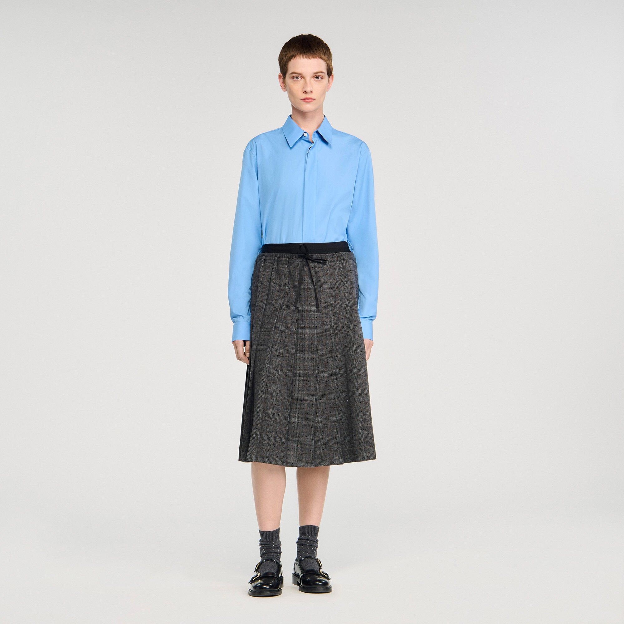 Sandro Women Midi pleated rhinestone skirt