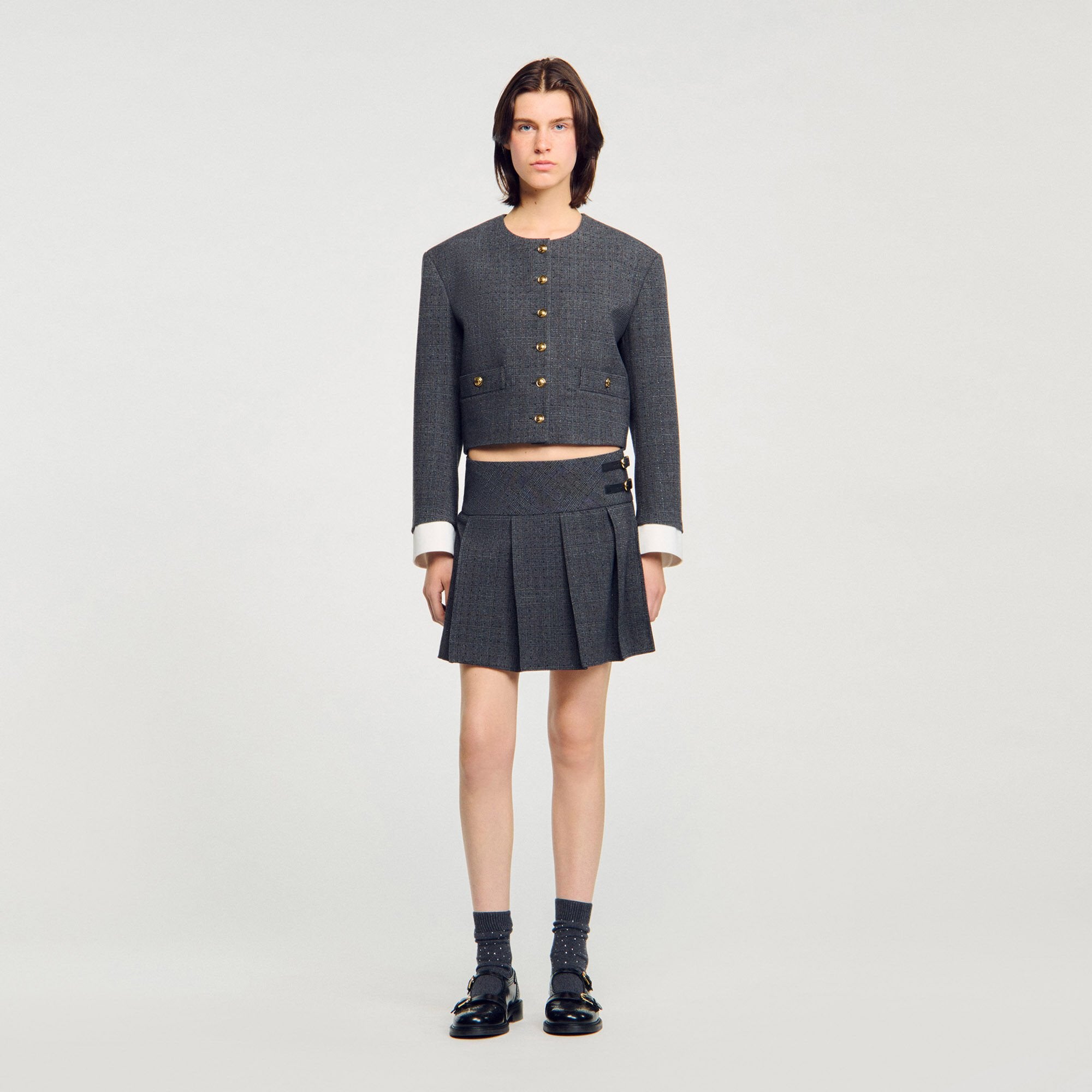 Sandro Women Mini rhinestone suit skirt