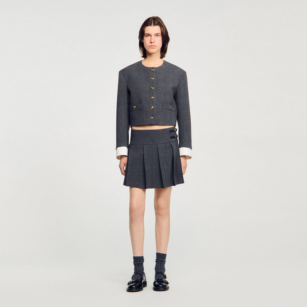 Sandro Women Mini rhinestone suit skirt