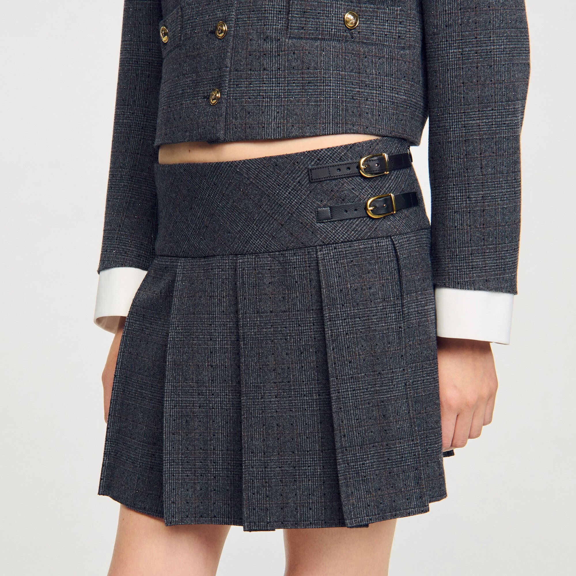 Sandro Women Mini rhinestone suit skirt