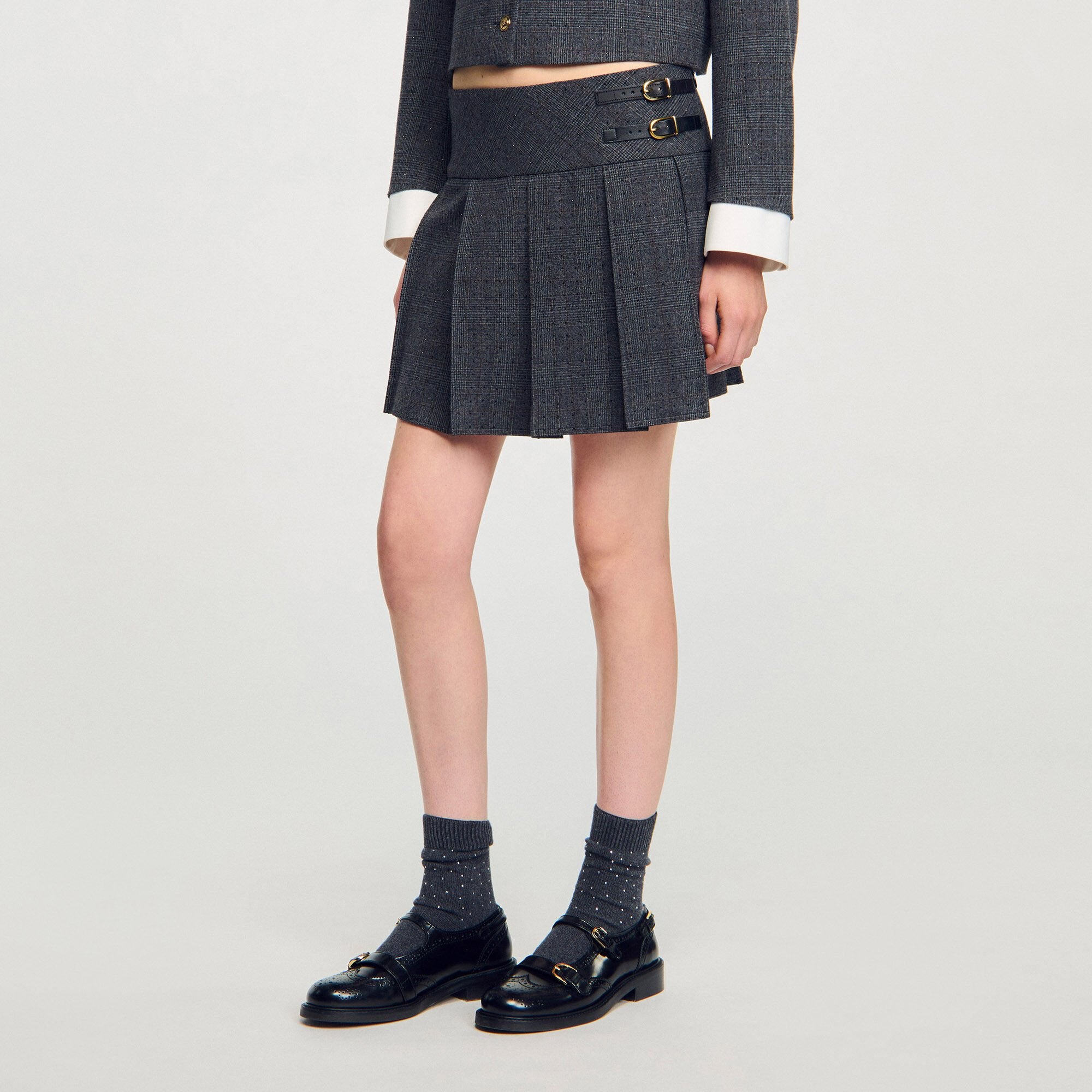 Sandro Women Mini rhinestone suit skirt