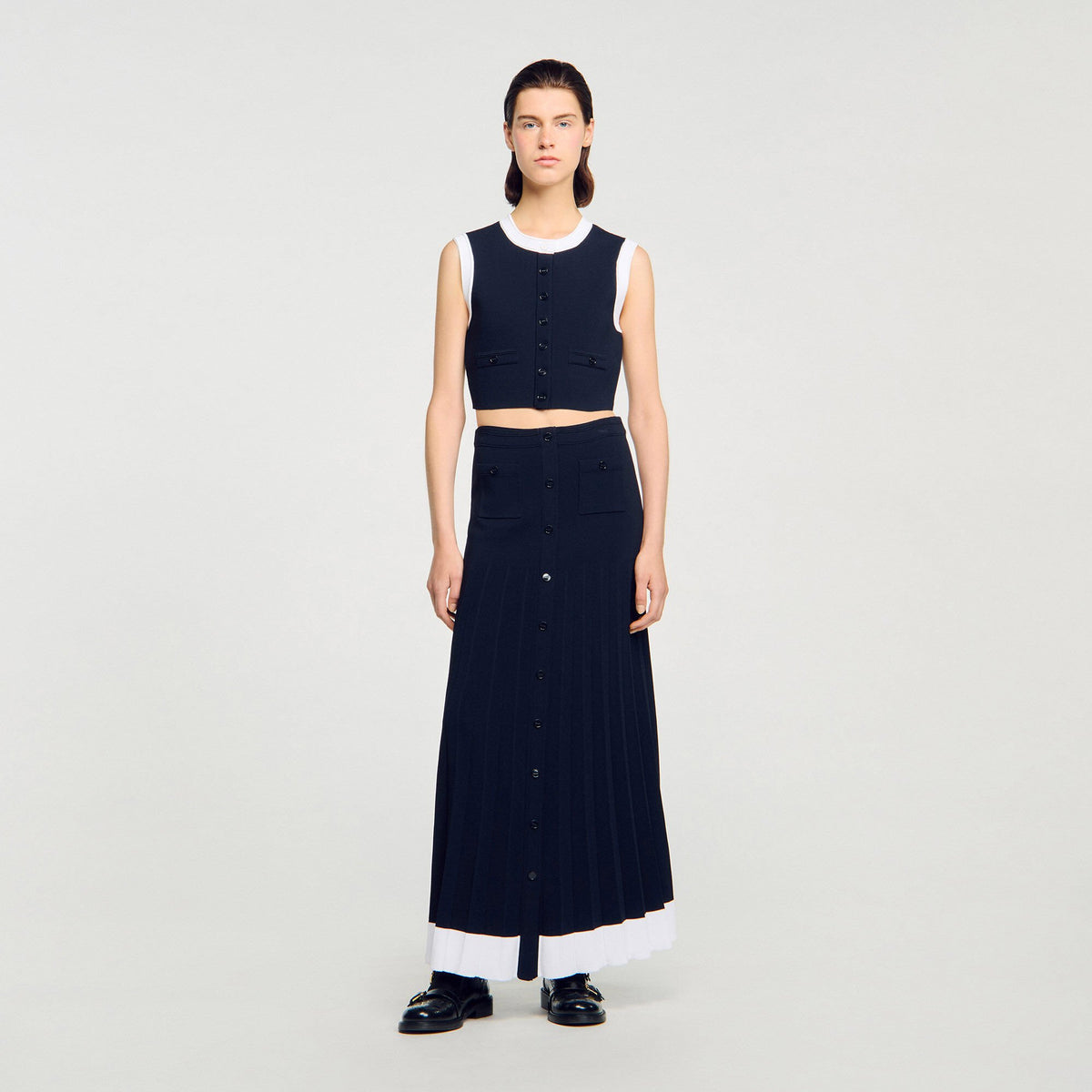 Sandro Women Maxi two-tone knit skirt