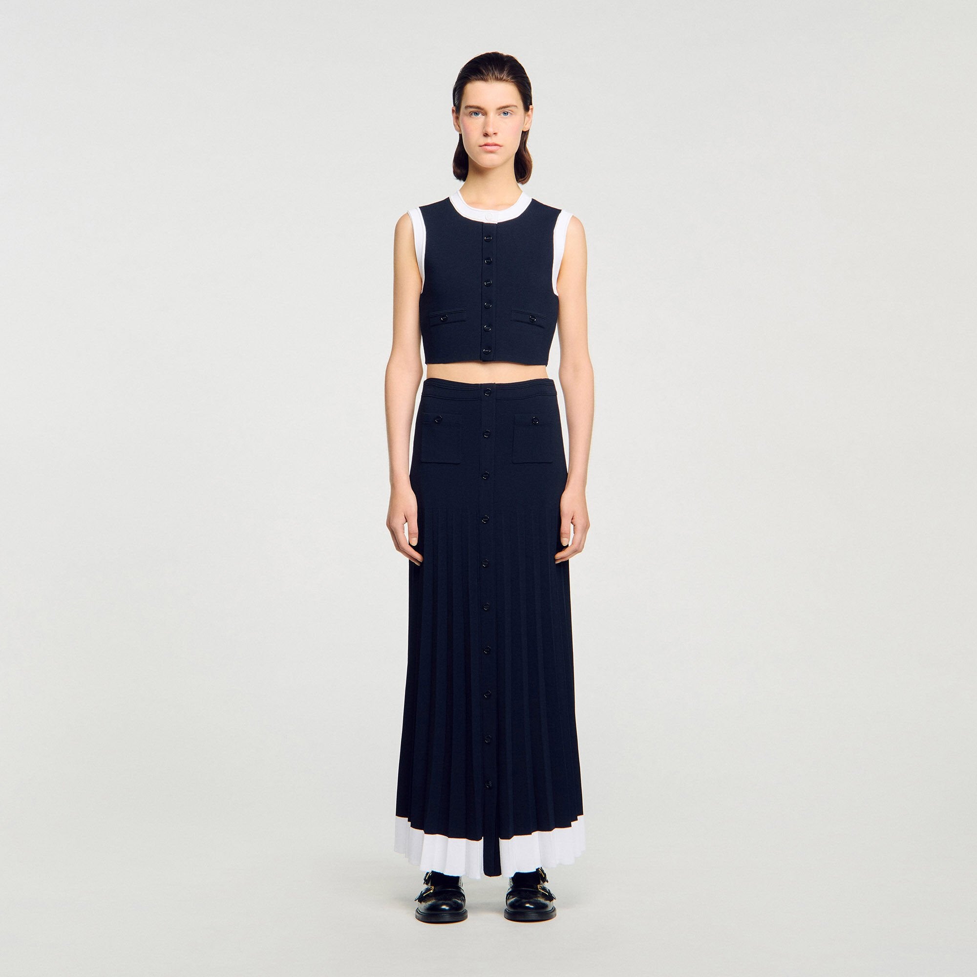Sandro Women Maxi two-tone knit skirt