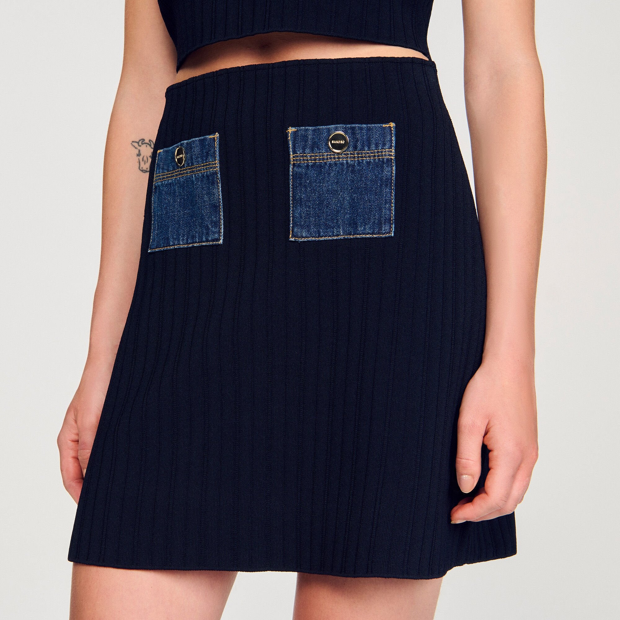 Sandro Women Mini knit and denim skirt