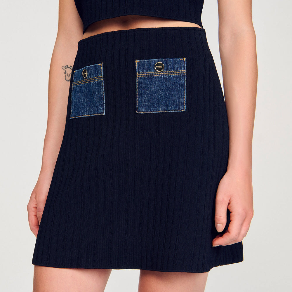 Sandro Women Mini knit and denim skirt