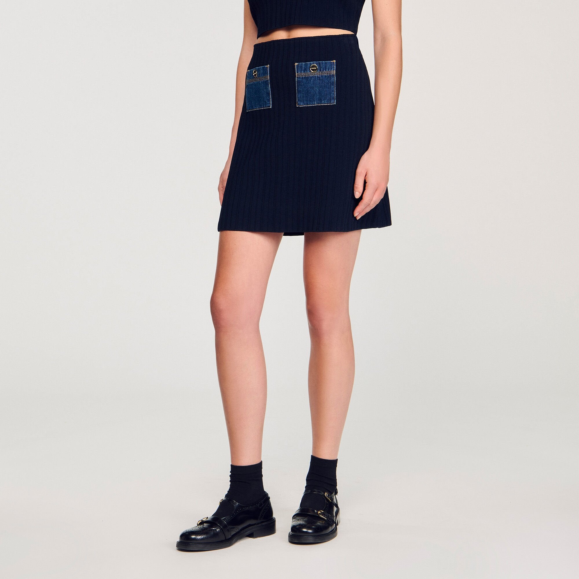 Sandro Women Mini knit and denim skirt