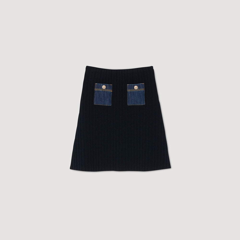 Sandro Women Mini knit and denim skirt