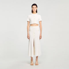 Sandro Women Pointelle knit midi skirt