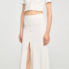 Sandro Women Pointelle knit midi skirt