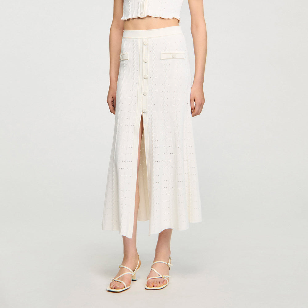 Sandro Women Pointelle knit midi skirt