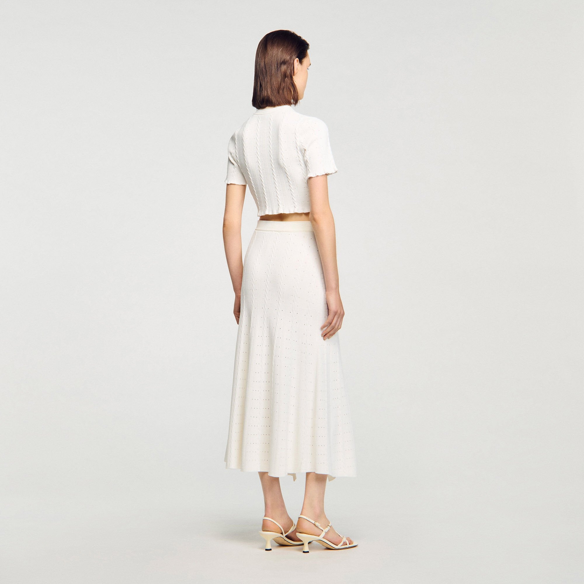 Sandro Women Pointelle knit midi skirt
