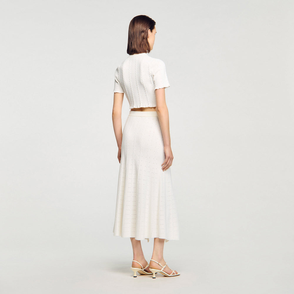 Sandro Women Pointelle knit midi skirt