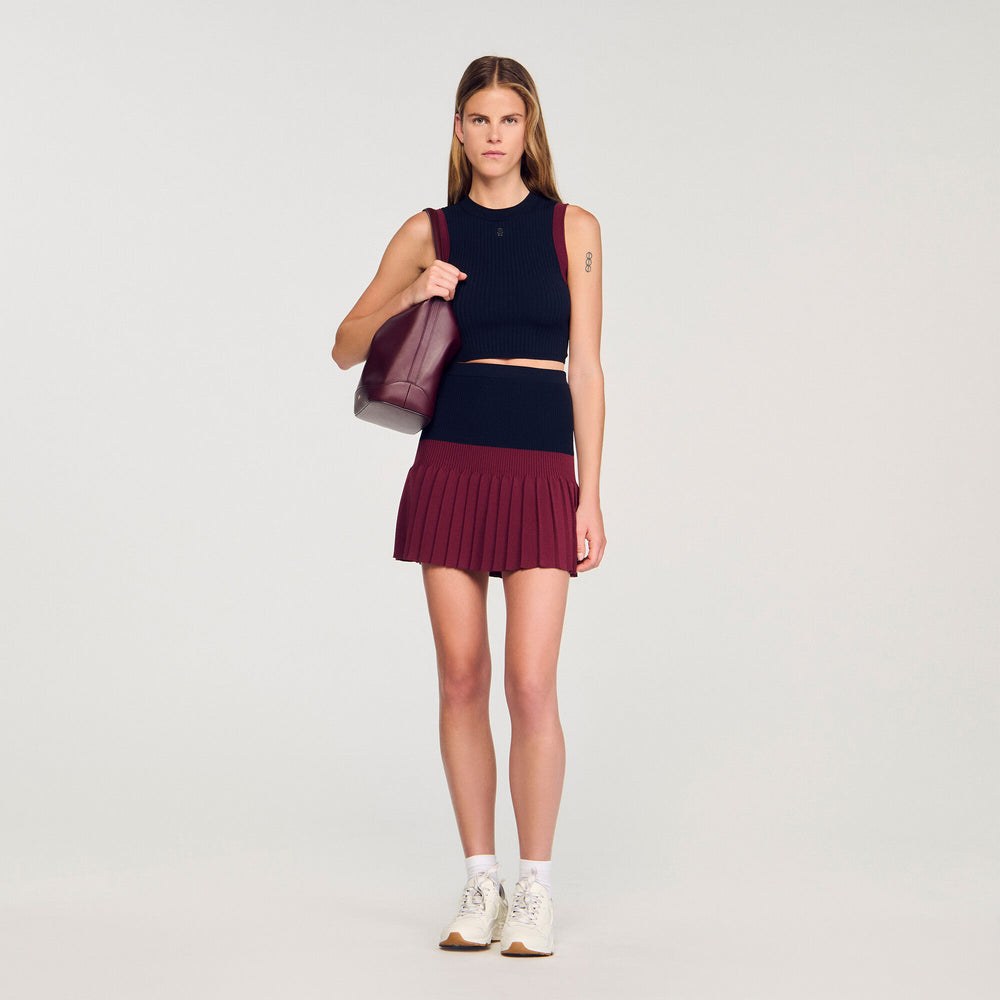 Sandro Women Mini two-tone pleated skirt
