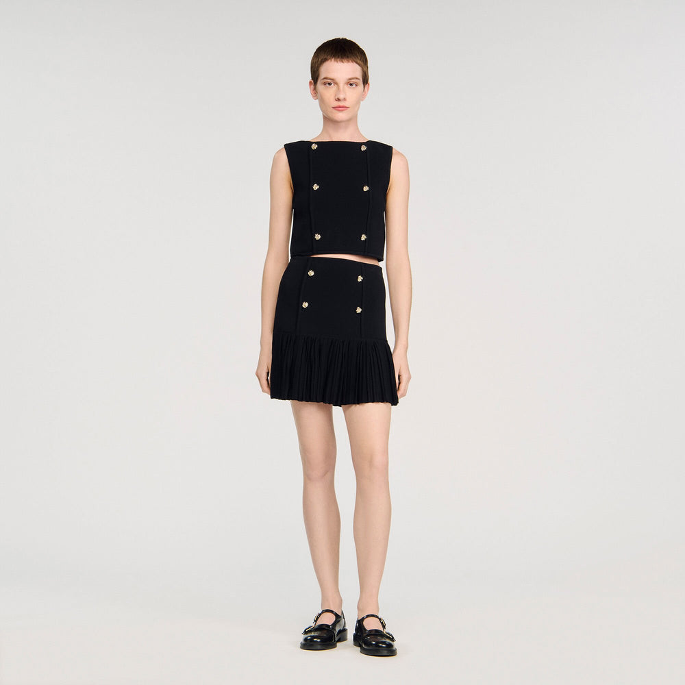 Sandro Women Mini pleated knit skirt