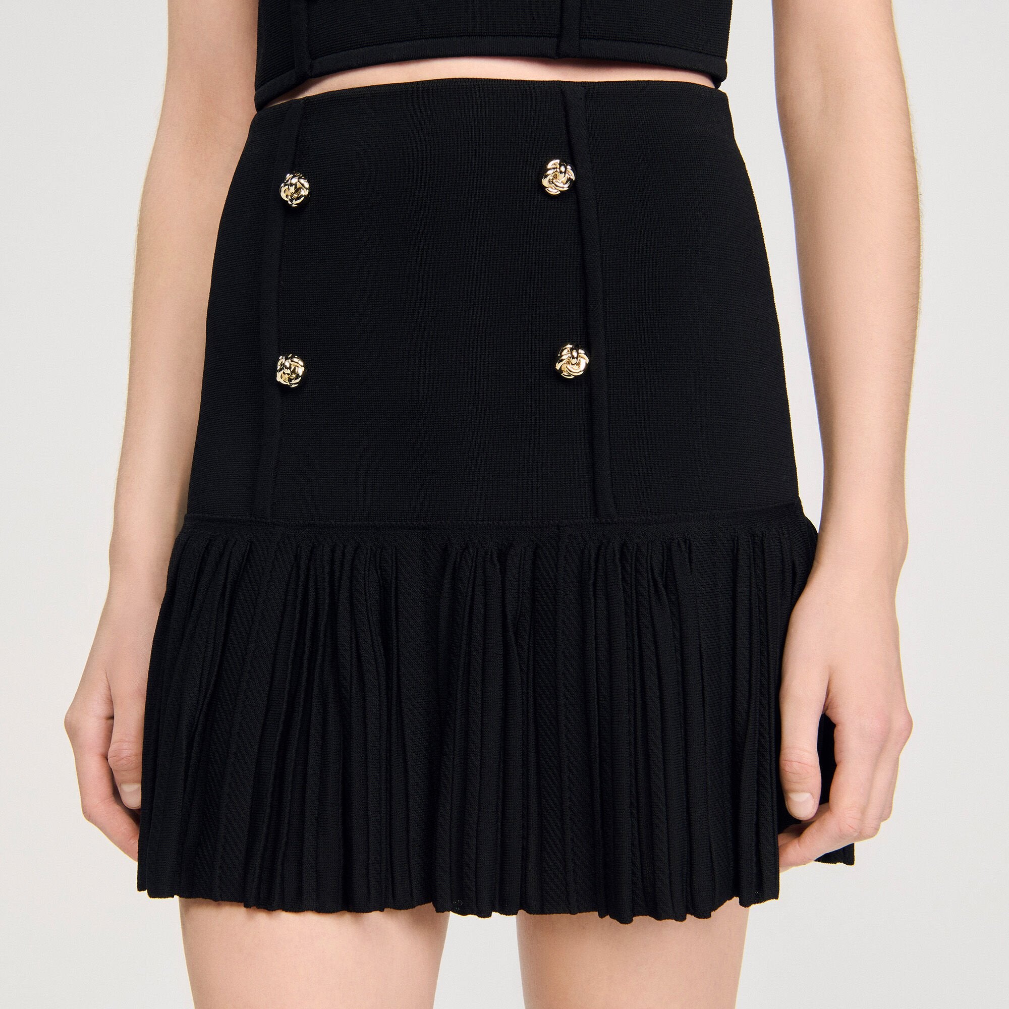 Sandro Women Mini pleated knit skirt