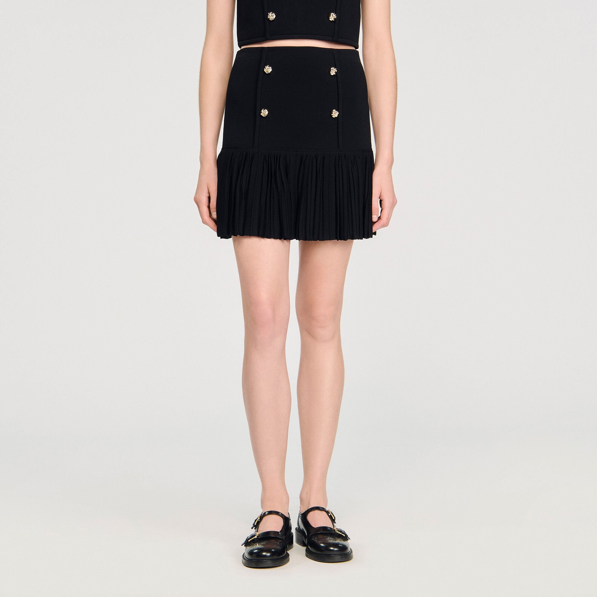 Sandro Women Mini pleated knit skirt