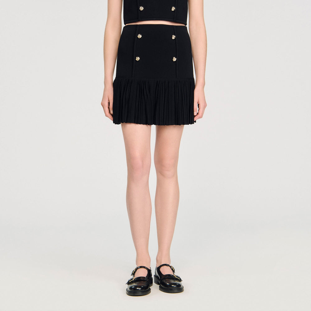 Sandro Women Mini pleated knit skirt