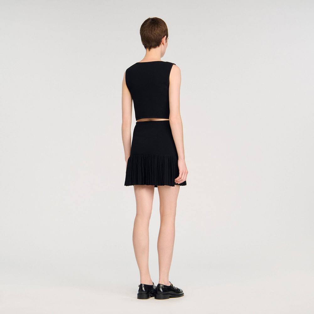 Sandro Women Mini pleated knit skirt