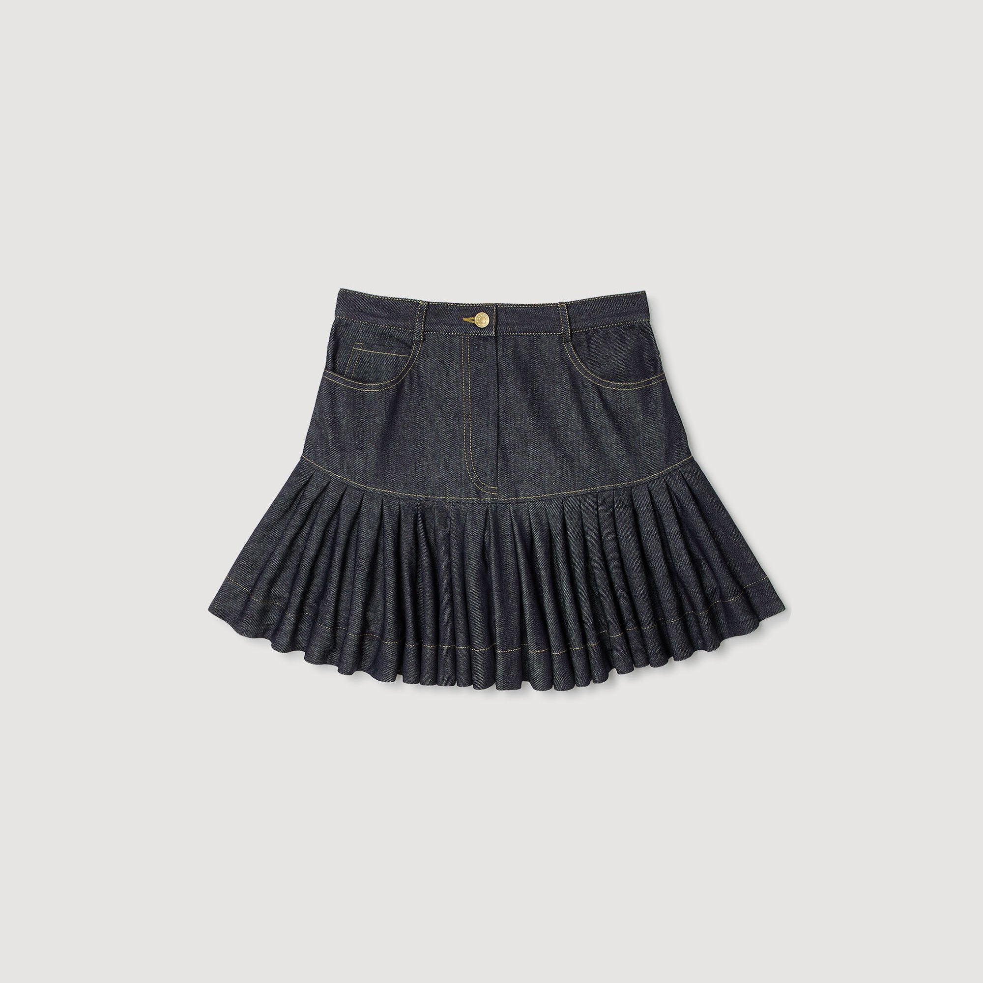Sandro Women Mini denim ruffled skirt