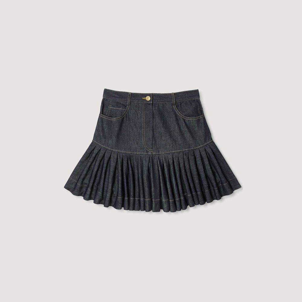 Sandro Women Mini denim ruffled skirt