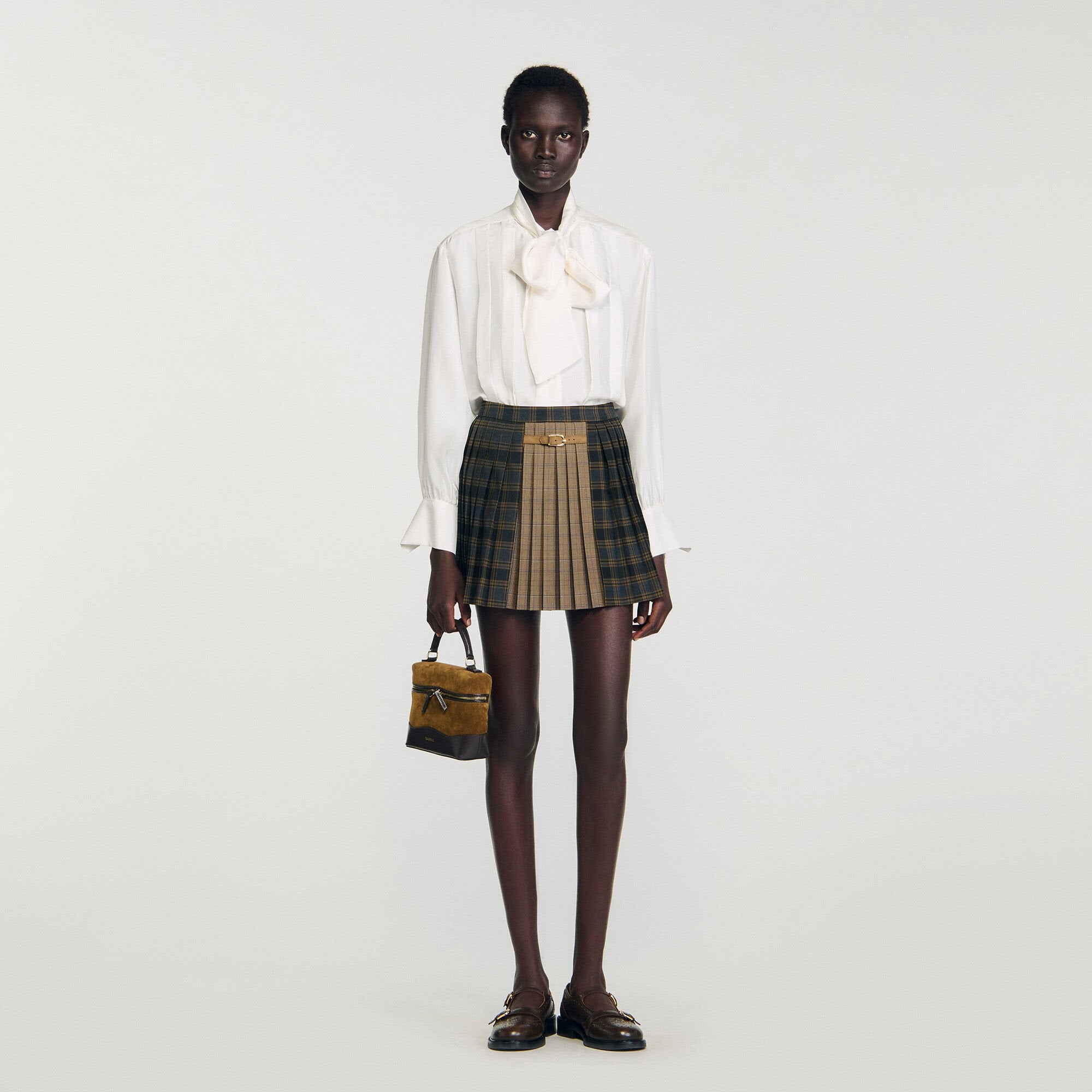 Sandro Women Mini checked pleated skirt
