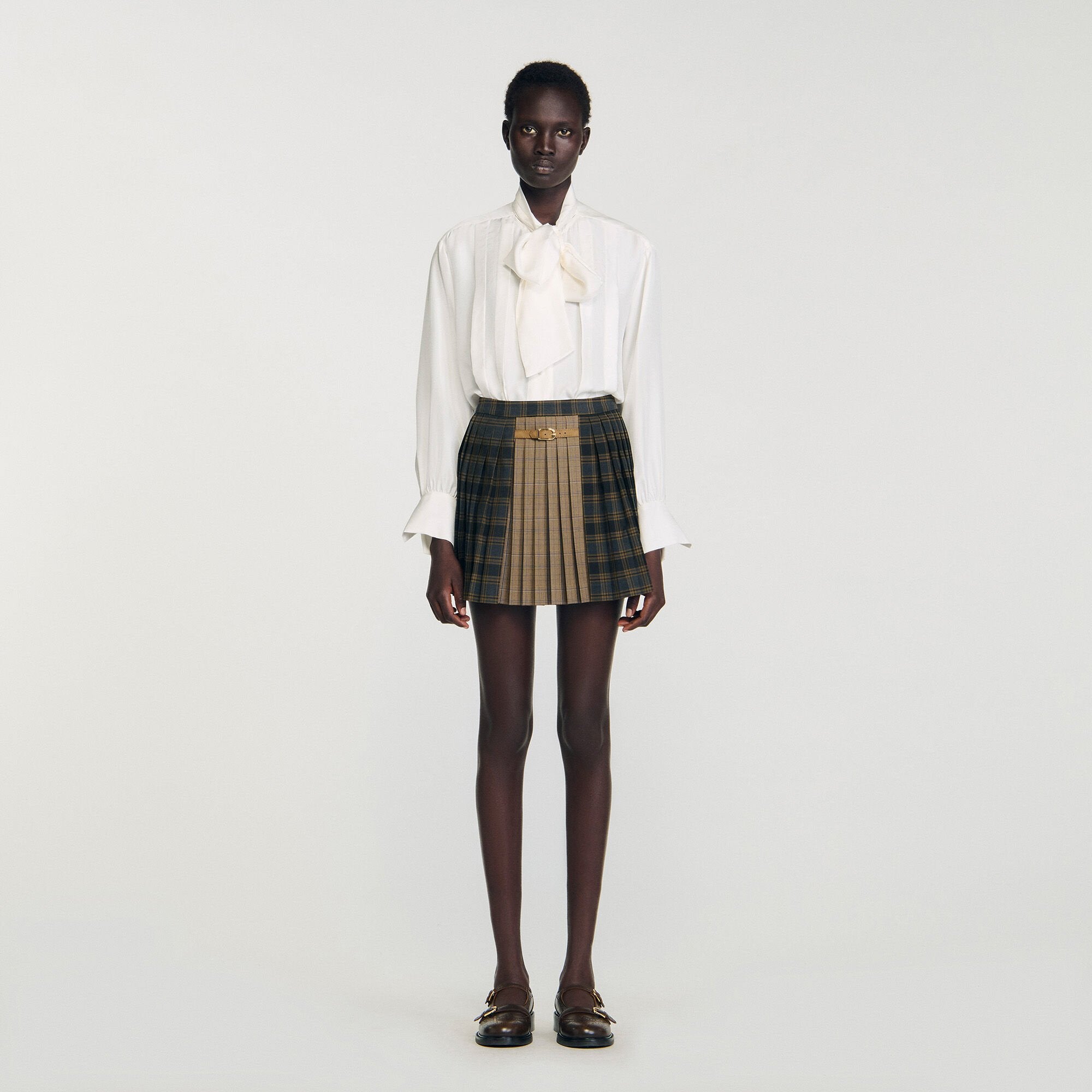 Sandro Women Mini checked pleated skirt