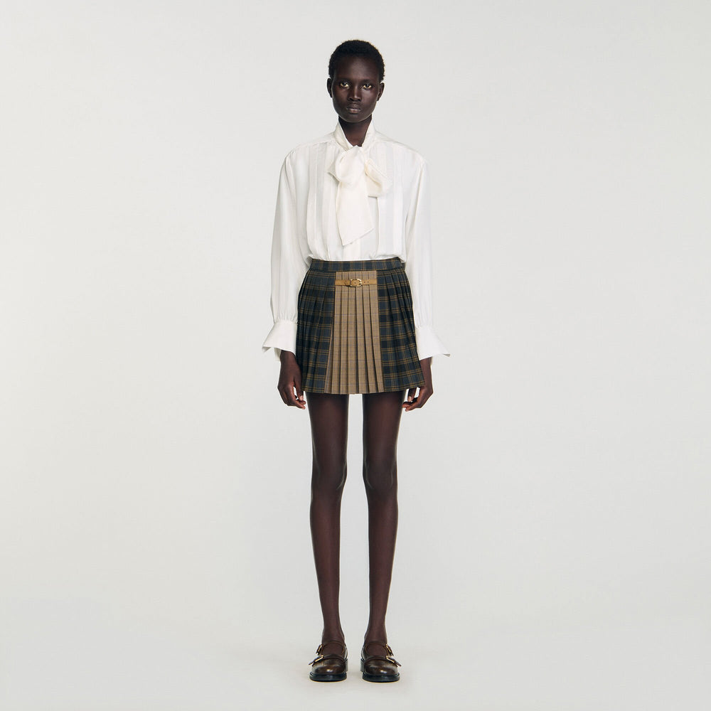 Sandro Women Mini checked pleated skirt