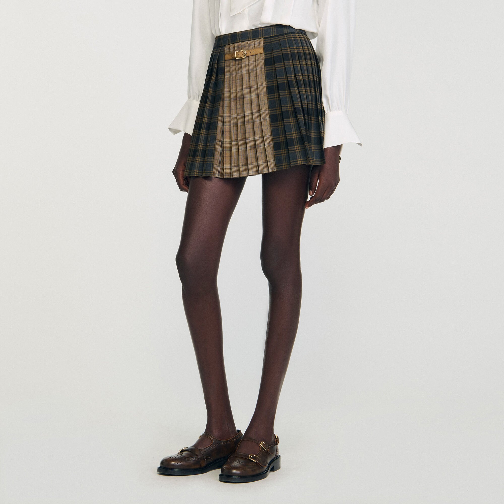 Sandro Women Mini checked pleated skirt