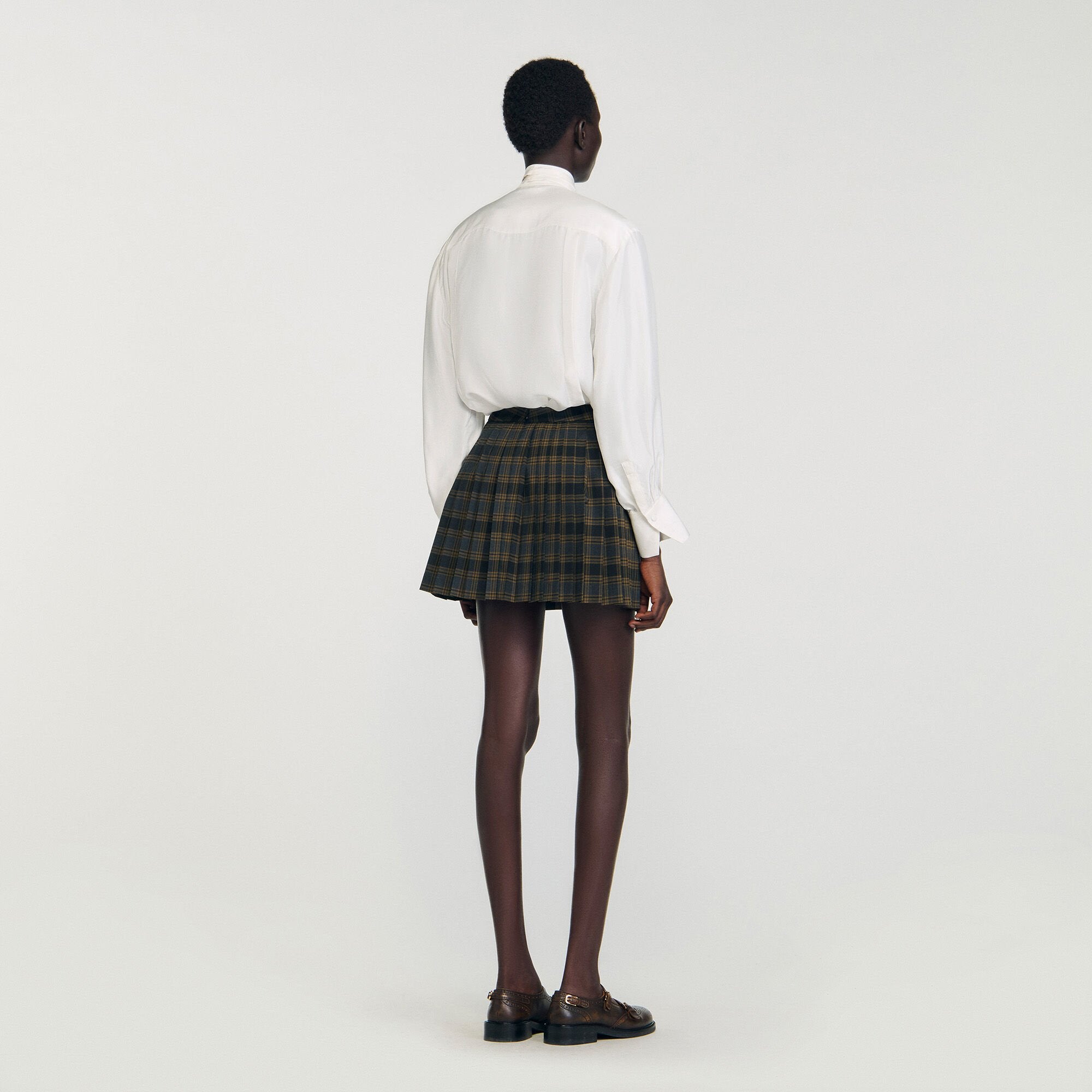 Sandro Women Mini checked pleated skirt