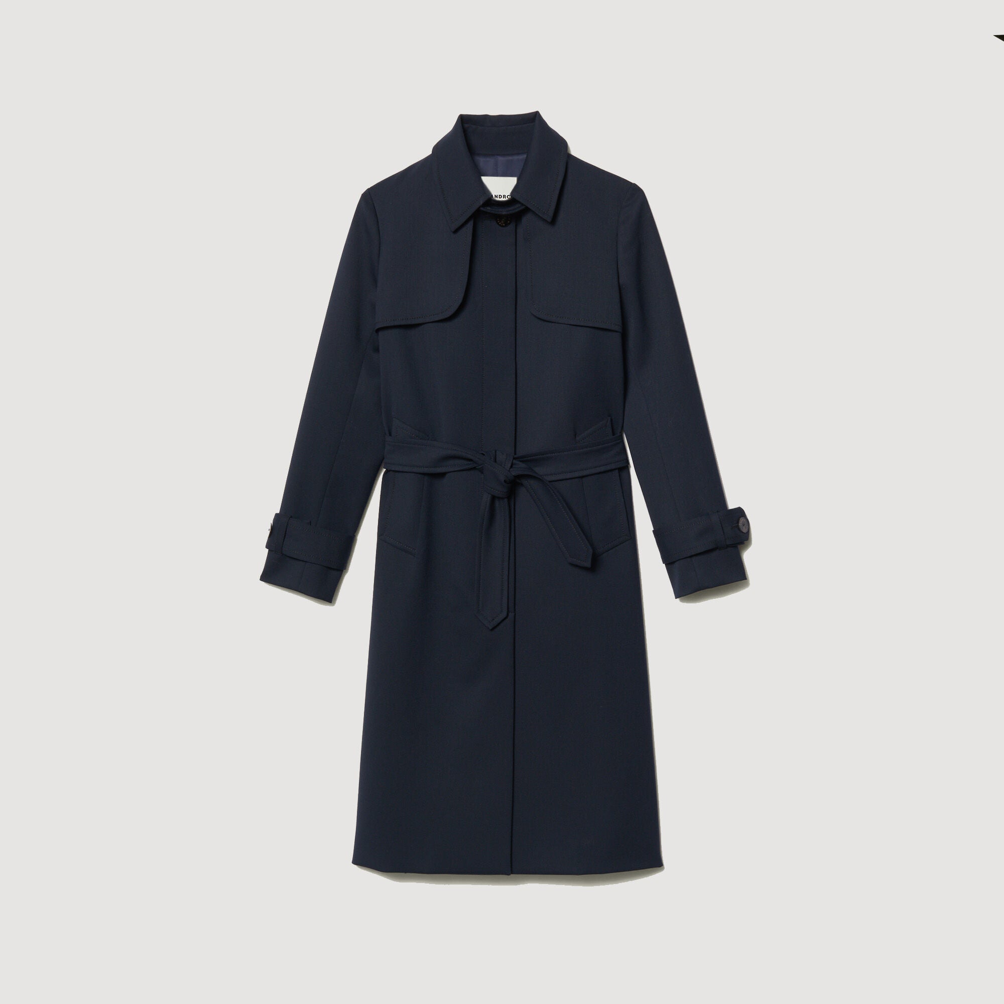 Sandro Women Trench coat with pleated inset