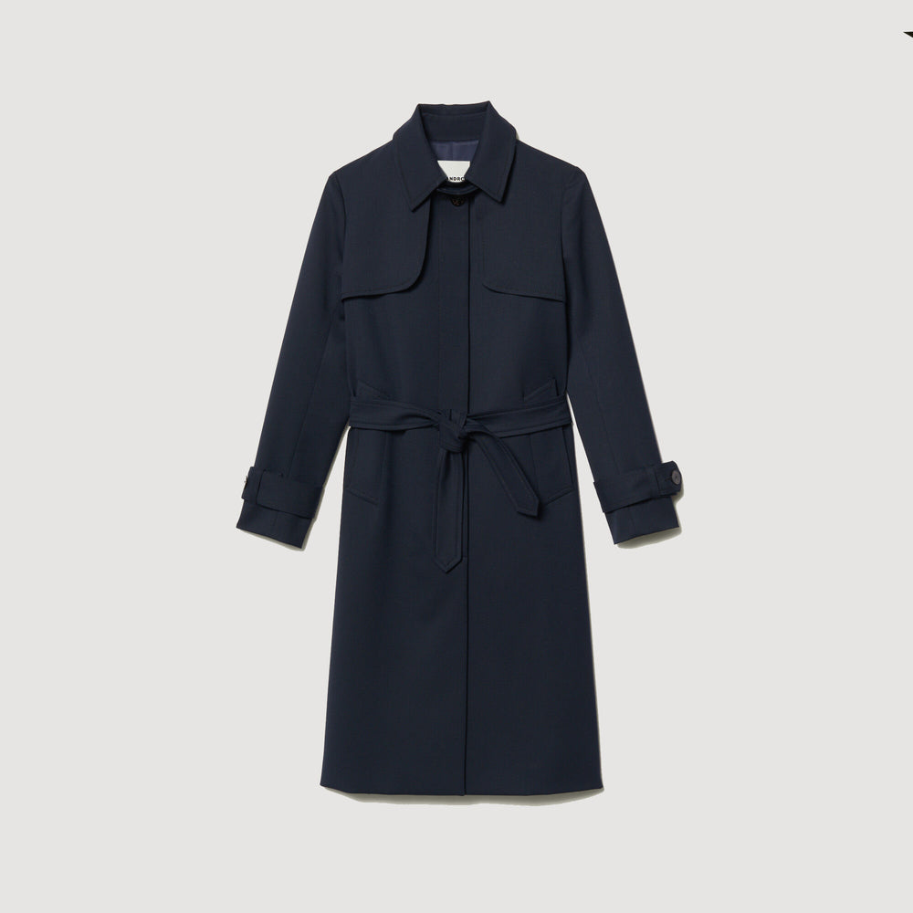 Sandro Women Trench coat with pleated inset