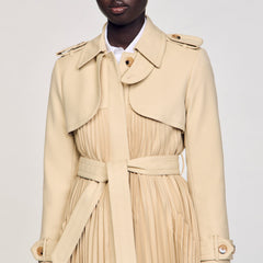 Sandro Women Pleated trench coat with belt