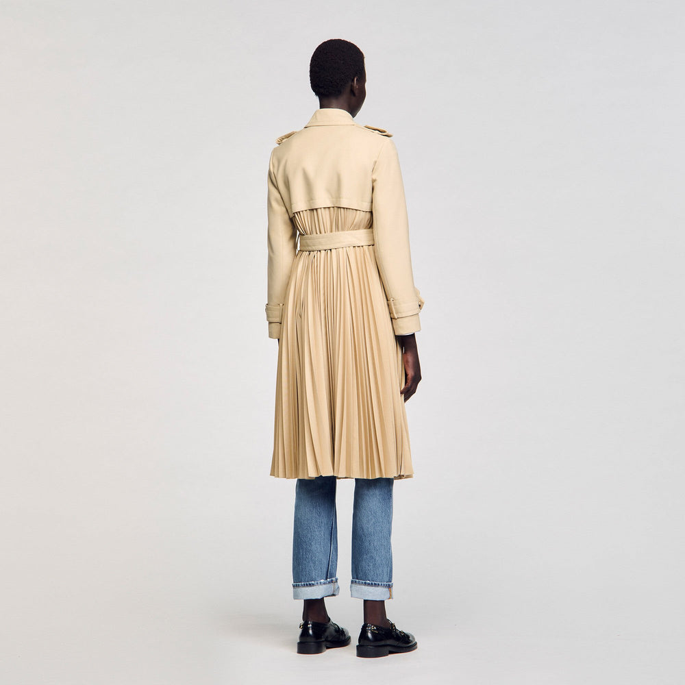 Sandro Women Pleated trench coat with belt