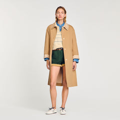Sandro Women Trench coat with rhinestone collar