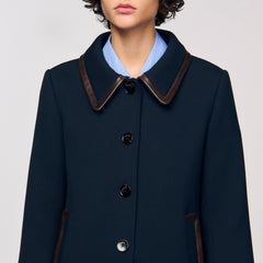 Sandro Women Coat with leather stripes