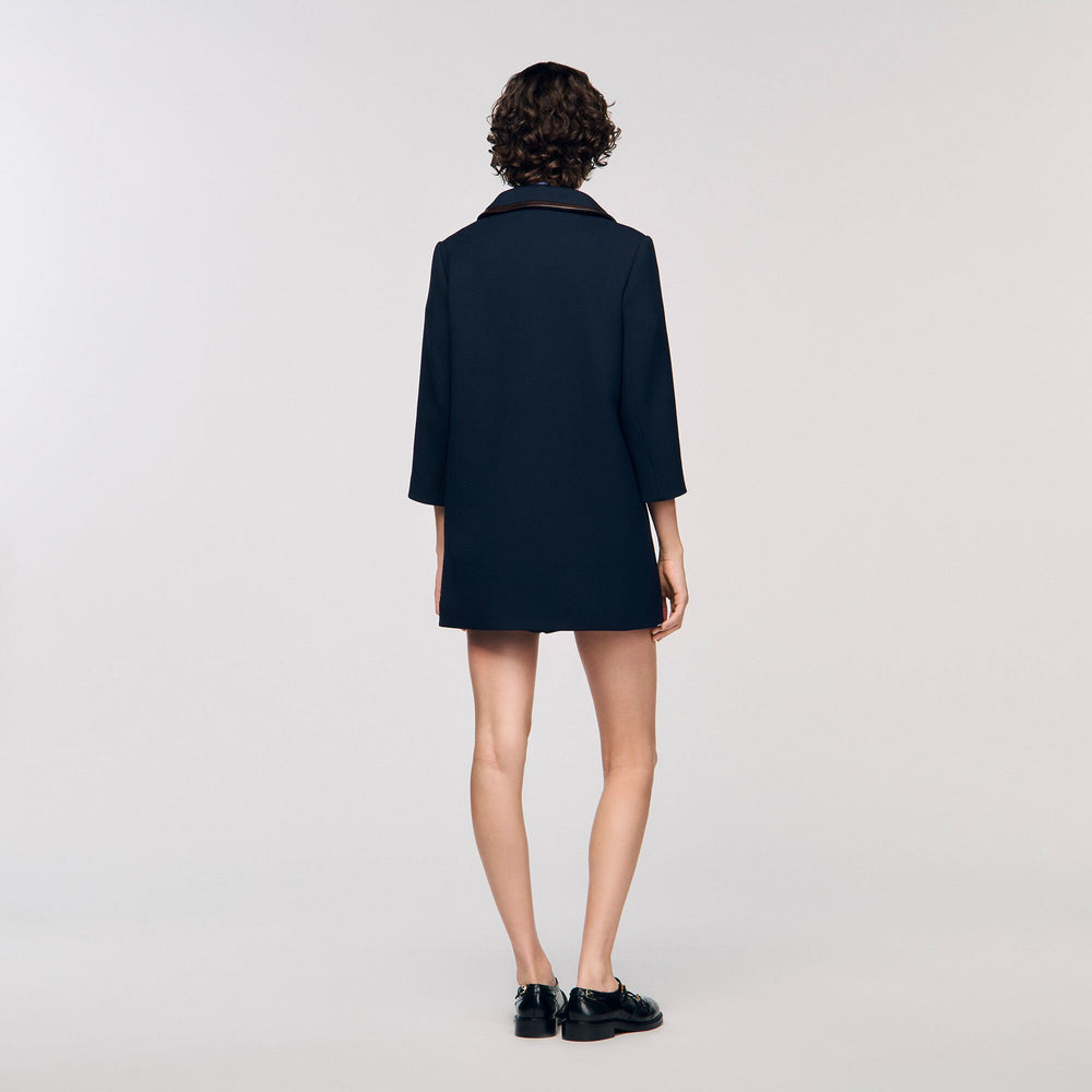 Sandro Women Coat with leather stripes
