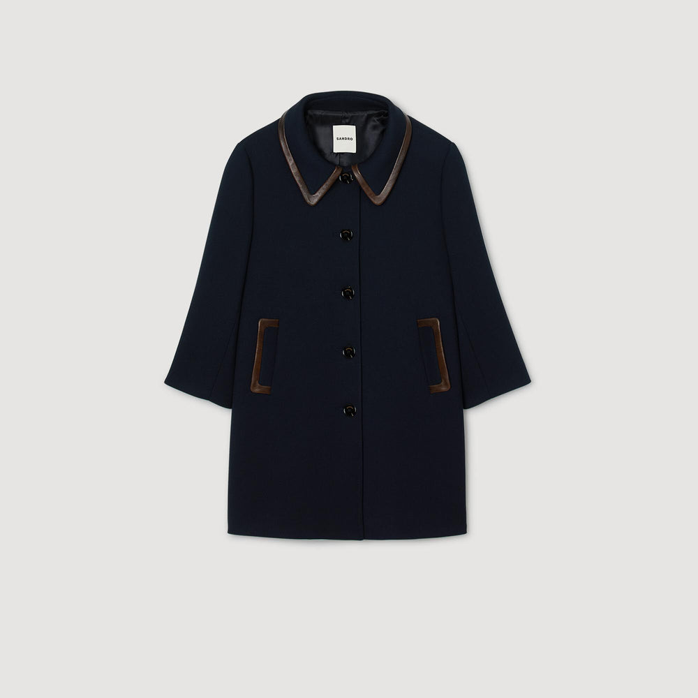 Sandro Women Coat with leather stripes