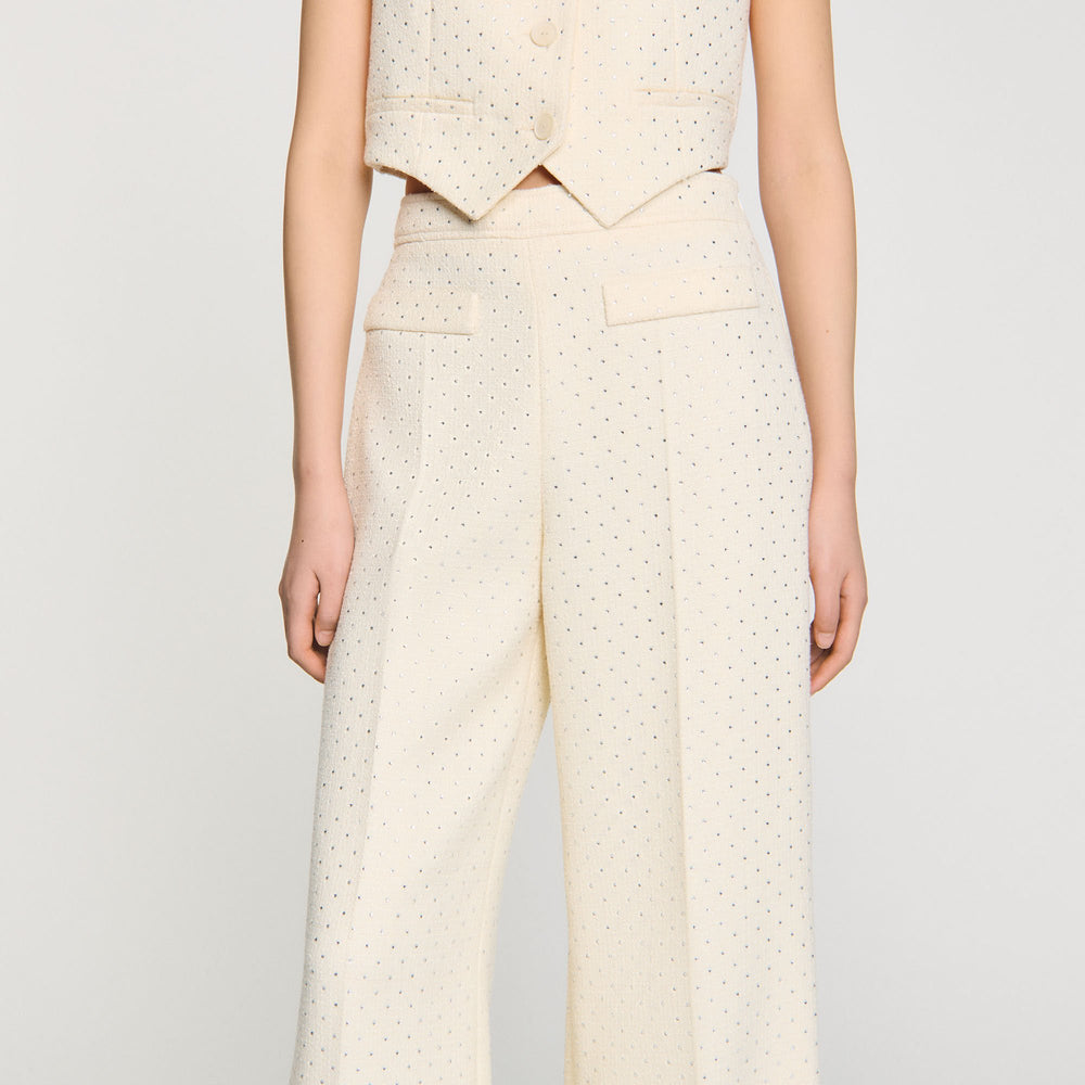 Sandro Women Tweed rhinestone-covered trousers