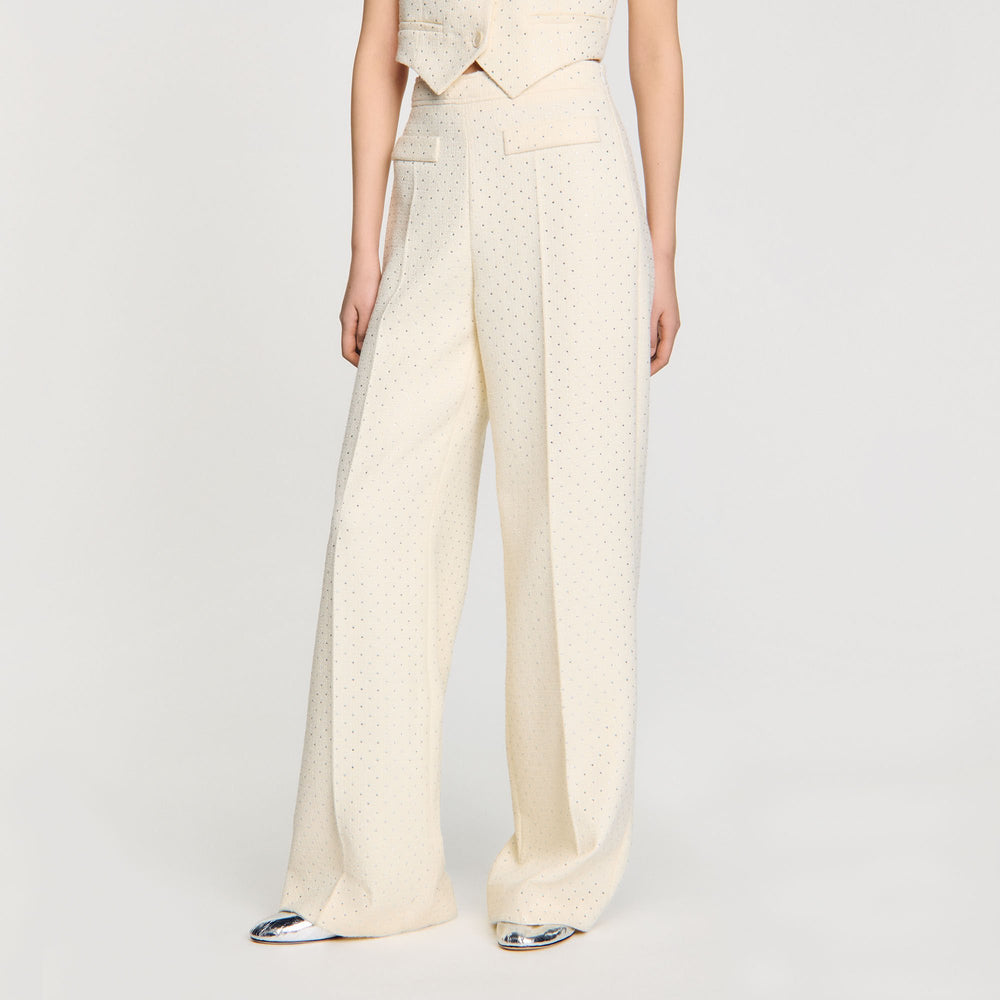 Sandro Women Tweed rhinestone-covered trousers