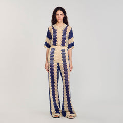 Sandro Women Two-tone open weave pants