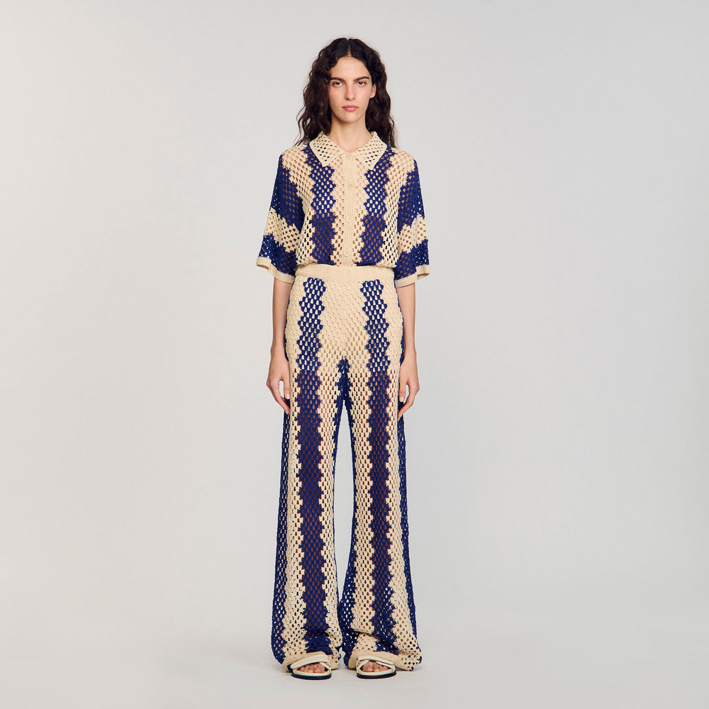 Sandro Women Two-tone open weave pants