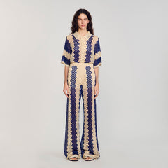 Sandro Women Two-tone open weave pants