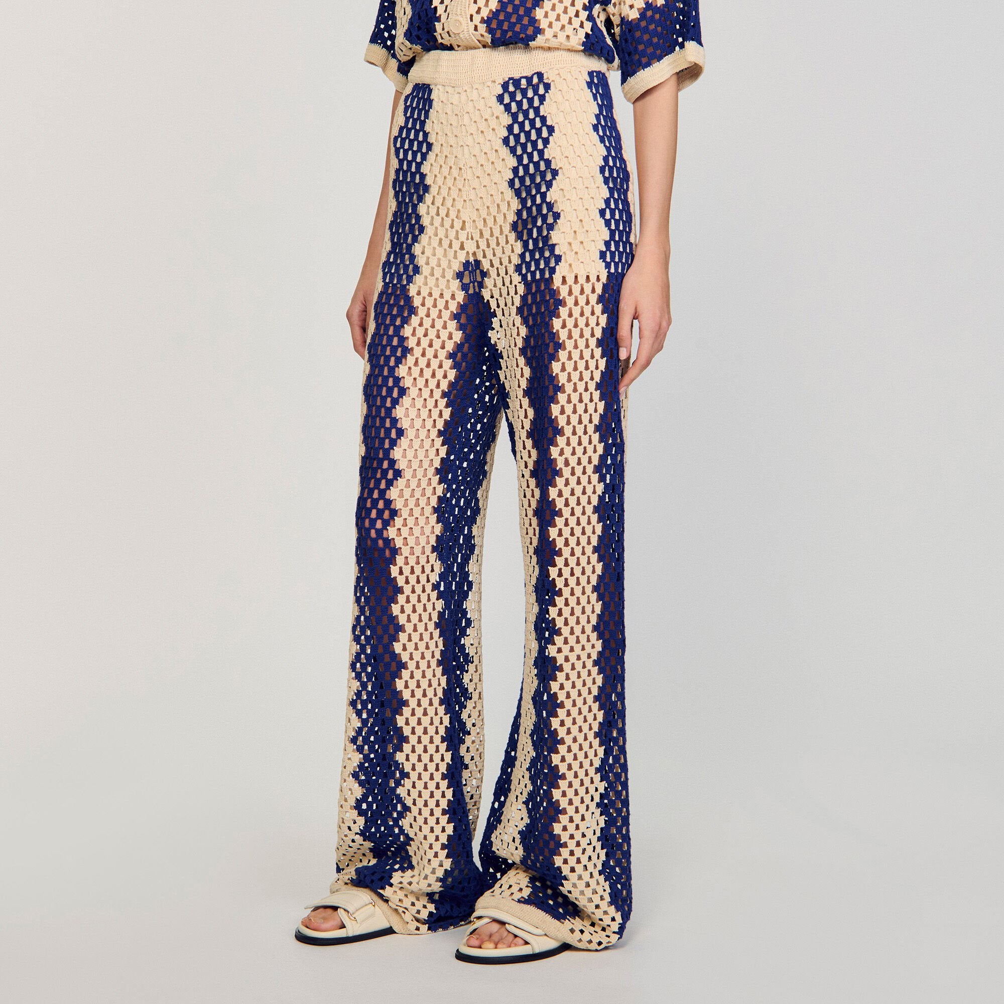 Sandro Women Two-tone open weave pants